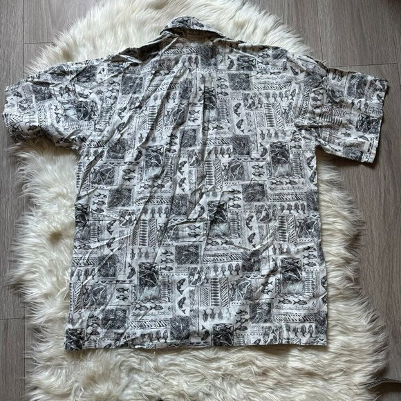 GO BAREFOOT Hawaiian Shirt Tropical Pullover Reverse Print Made In USA Men's L - Picture 7 of 8